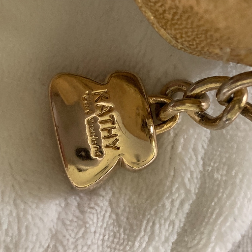 Kathy Van Zeeland Satchel Purse Bling Gold Zipper - Picture 6 of 8